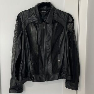 Beautiful pleather  and mesh black jacket. Size medium